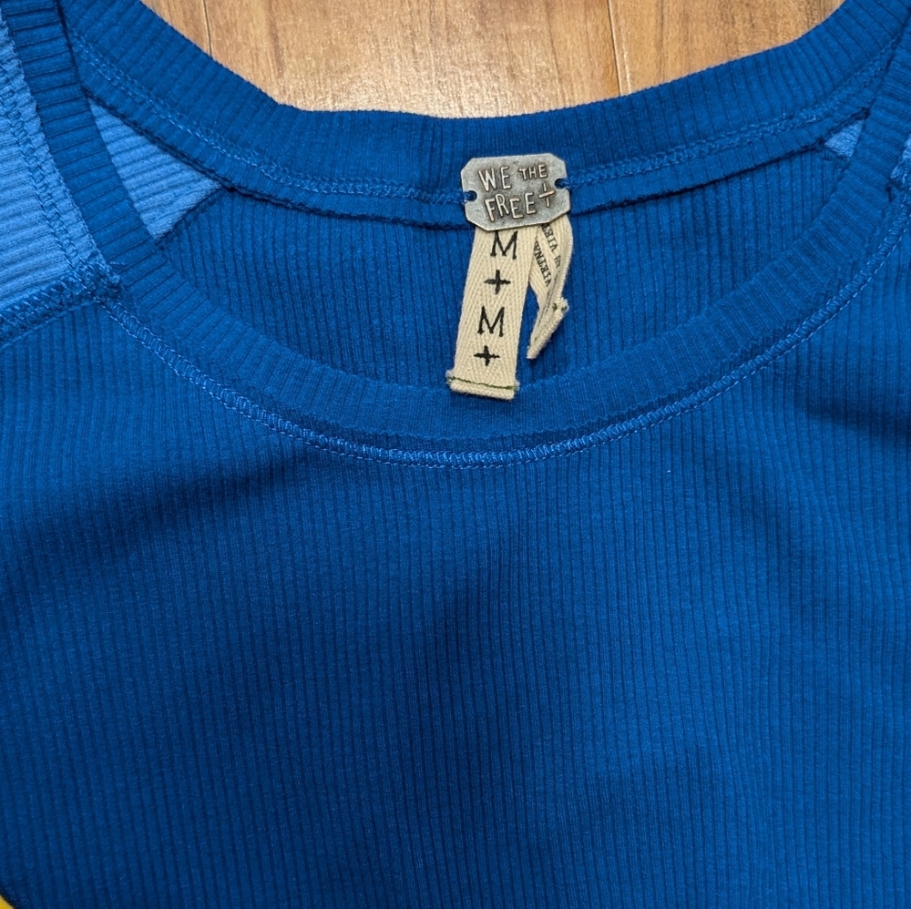 Free People Fancy That Long‎ Sleeve T-shirt Women's Medium Colorblock Ribbed - Picture 4 of 6